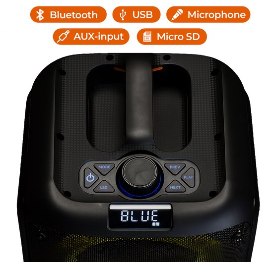Denver Bluetooth Speaker Party Box - Discolichten - Partybox - Incl. Afstandsbediening - Microfoon Aansluiting - BPS354