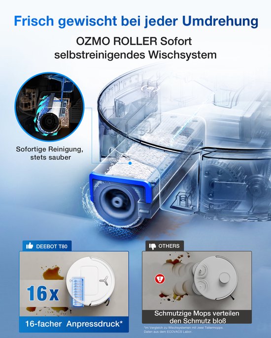 Ecovacs DEEBOT T80 OMNI WHITE - Robotstofzuiger met Dweilfunctie