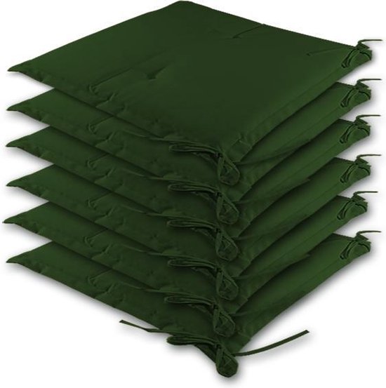 Detex Stoelkussens - 6 Stuks Waterafstotende Linnen-Look - Groen