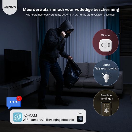 XENON Smart X7207 Beveiligingscamera binnen - Huisdiercamera met app -Beveiligingscamera's - Wifi Camera APP - Full HD 2MP - Volgt beweging en geluidsdetectie - Bewakingscamera