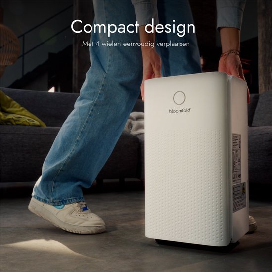 Bloomfold Luchtontvochtiger - 12L per Dag - Woonkamer, Slaapkamer, Kelder & Badkamer - Dehumidifier - Wit