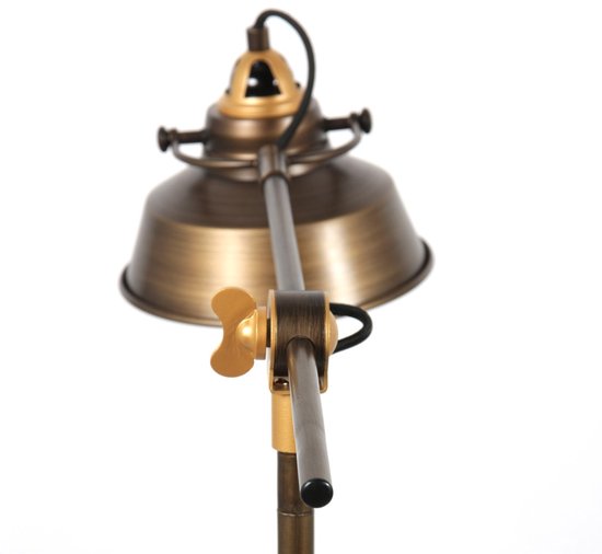 Bronzen industriële tafellamp Nove 1321BR van Mexlite, 67 cm hoog, met E27 fitting en draaibaar-kantelbaar ontwerp, ideaal voor binnengebruik