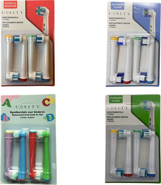 Cosity - 24x Opzetborstels compatibel met Oral-B en Braun - Brievenbusverpakking - Wit