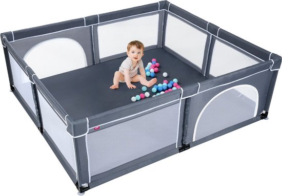 Coast Speelbox Playpen Baby - 206 x 185,5 x 68cm - Donkergrijs
