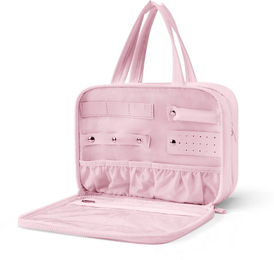 SC Travel Essentials Toilettas - Ophangbare Make-up Organizer en Sieradenhouder - Waterdicht en Compact - Ideaal voor Reizen en Dagelijks Gebruik - Roze