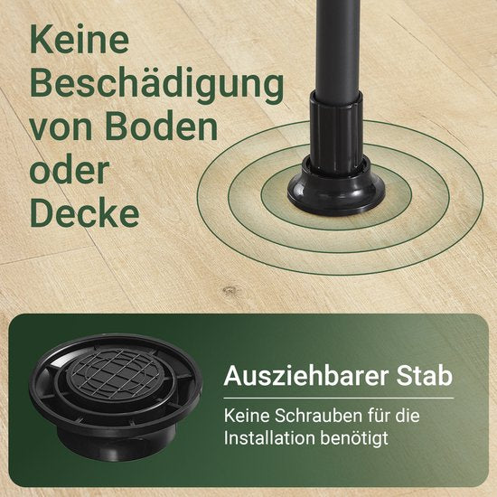 SoBuy Telescoop Kledingrek - Verstelbaar Opbergsysteem - Klerenrailsysteem - B(75–126) × H(200–295) cm, Zwart, FRG109-II-SCH