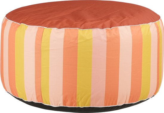 Mica Decorations Novia Opblaasbare Poef Gestreept - H37 x Ø80 cm - Oranje