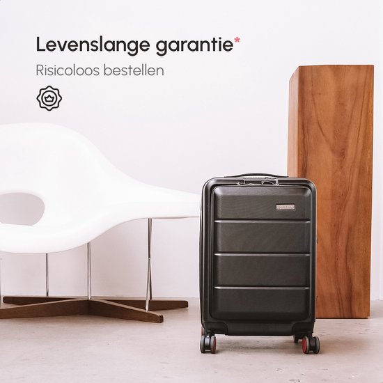 ONYX® - Handbagage koffer 35 L - Spinner wielen - Lichtgewicht trolley - Dubbel TSA slot - Praktisch voorvak - 55 cm - Zwart