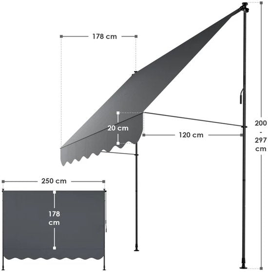 Juskys Klemluifel - 250x120 cm - Grijs