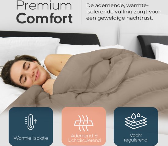 Sleeptime 2 in 1 Dekbed - Dekbed zonder Overtrek Inclusief Kussenslopen - 200x200 - Taupe
