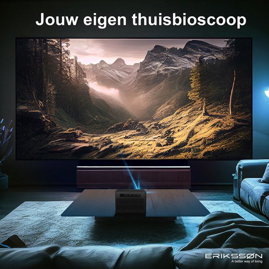 Erikssøn Beamer Prime - Ingebouwde Krachtige Speaker - 6600 Lumen - 1080P Full HD - Wifi Projector - Streamen vanaf je telefoon - Mini Beamer - Beamers - IOS & Android - Smart - Zwart