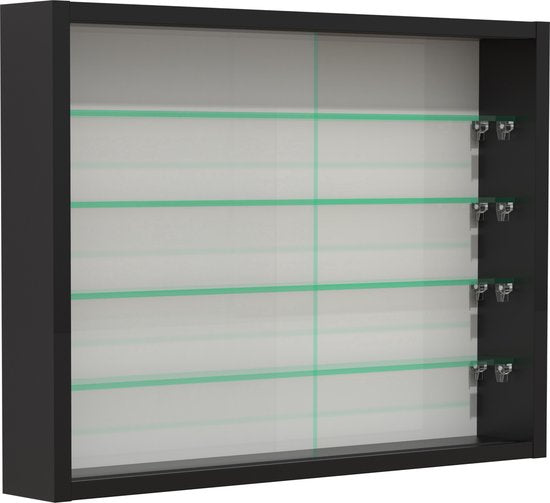 Vitrinekast staande hangende wandvitrine - glasplanken 50 cm breed x 4.5 diep - schuifdeuren