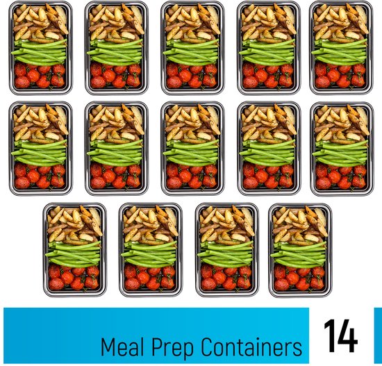 Fitcrafters Meal Prep Bakjes - Vershoudbakjes - Diepvriesbakjes - 14 Stuks - 1 Compartiment - 1L - BPA vrij