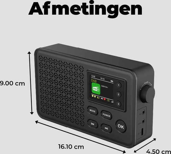 Denver – DAB57 DAB Radio – Bluetooth – DAB+/FM – 40 Voorkeuzezenders – Wekkerradio – Zwart