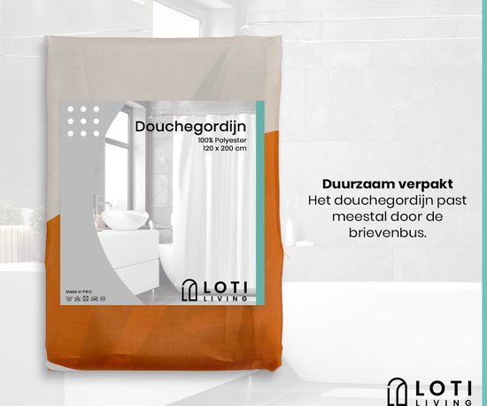 Loti Living Douchegordijn Anti Schimmel – Textured Art - Inclusief ringen – Waterdicht - Polyester - Douchegordijn 120x200 cm