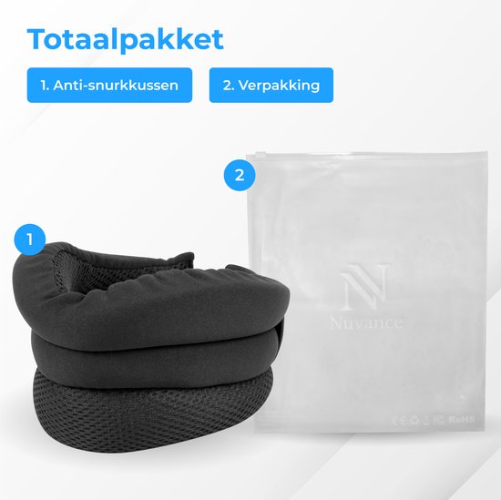 Nuvance - Anti Snurk Nekbrace - Nekkraag - Anti Snurk Kussen - Inclusief eBook - Nek Brace - Vermindert Snurken - Nekband - Anti Snurk Producten - Betere Slaap