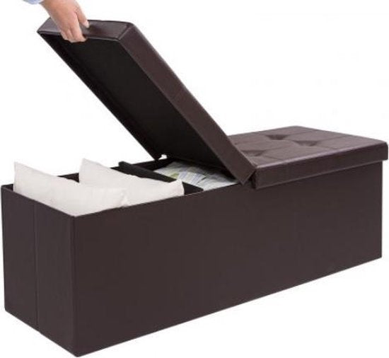 Casaria Zitbank met Opbergruimte - 115x40x40cm 131L Kunstleer – Bruin