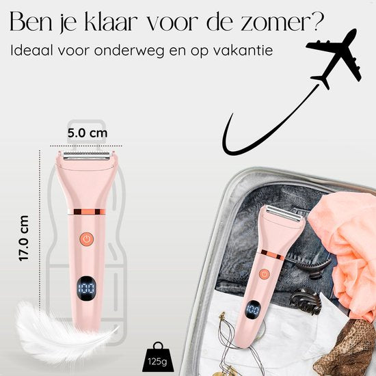2-in-1 Ladyshave met Display - Gezicht - Oksels - Benen - Bikinilijn - Sansbeauté® - Scheerapparaat Vrouw - Gezichtsontharing Dames - Trimmer Vrouw - Ladyshaves Bikini - USB Oplaadbaar