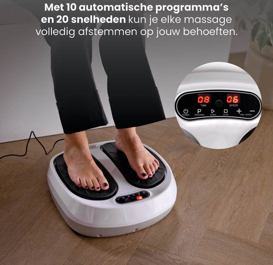 QLT VibroPulse Pro Been- en Voetmassage Apparaat – Shiatsu Massageapparaat met 10 programma’s en 20 Snelheden - Directe Pijnverlichting - Wit
