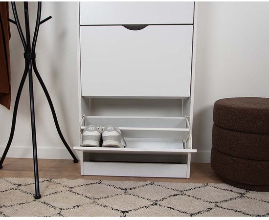 Milton Oldbrook Schoenenkast Prato - 3 Niveaus - tot 18 Paar Schoenen - 60x24x119cm - Wit