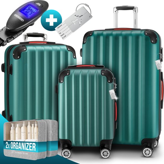 MONZANA Kofferset - Koffer M L XL 3-delig Hardcase Handbagage - Groen