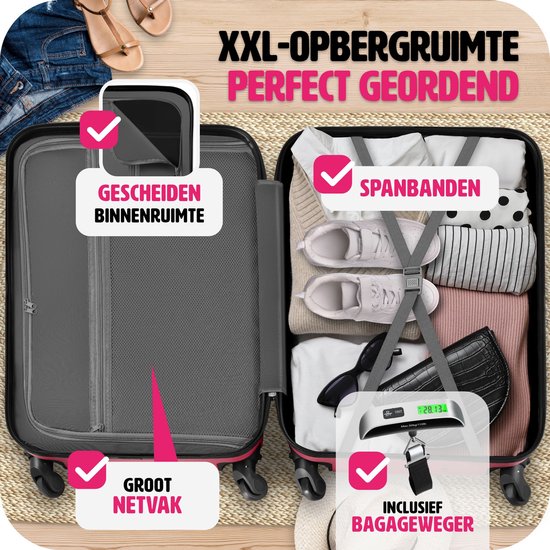 tectake® - 4-delige kofferset met harde schaal - Reiskofferset met wielen - ABS - Telescopisch handvat en slot - Inclusief bagageweger - Trolleymaten S-M-L-XL - Rood