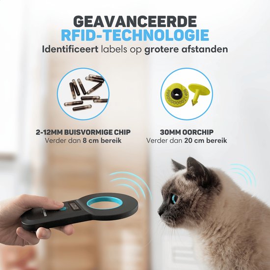 Vulpes Goods® Huisdieren - Chiplezer - Chiplezer Huisdier - Chiplezer voor alle dieren en huisdieren - Incl. Reistas - ISO11784/85/FDX-B - PRO versie