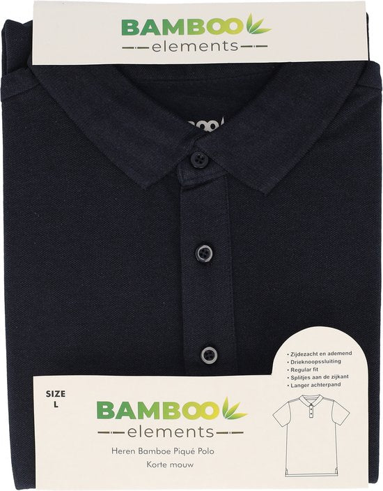 Bamboo Elements - Polo Shirt Heren - Navy Blauw XL - Polo Heren - Korte Mouw - Pique Stof - T Shirt Heren - Bamboe