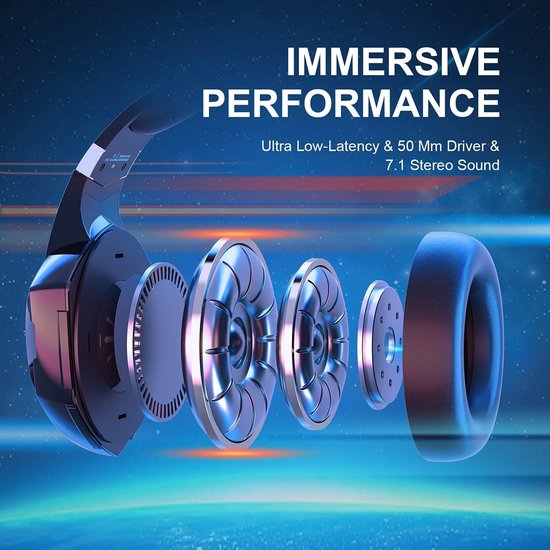 PHOINIKAS G2000 BT Bluetooth Laptop Gaming headset met microfoon Over-ear Koptelefoon -Zwart