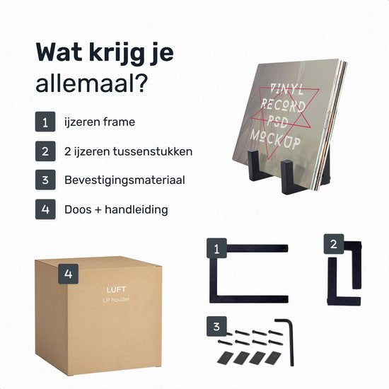 Luft LP houder - Vinyl - Opbergsysteem - Platenrek - Houder - Standaard - Album - IJzer