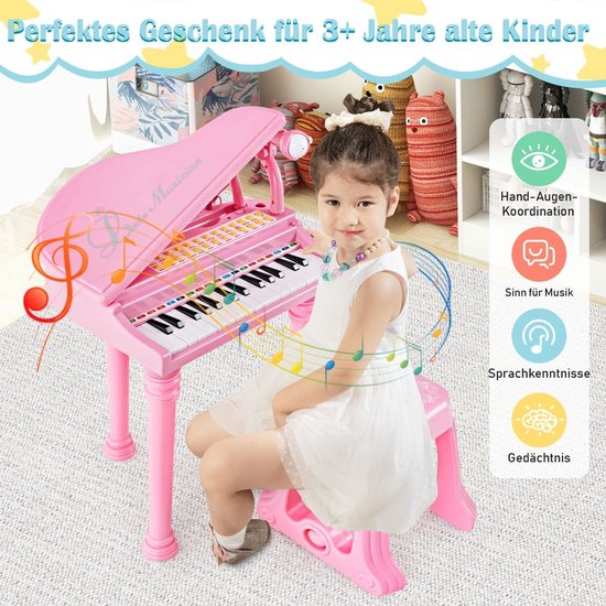 Coast 31 Knoppen Kindertoetsenbord met Piano Toy Piano voor krukken Piano Piano 35 x 30 x 55 cm roze