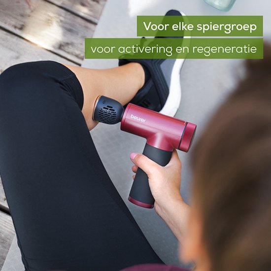 Beurer MG 195 HOT & COLD Limited Edition 25 Massage Gun - Verwarmt & koelt spieren - Incl. 7 opzetstukken - 9 Intensiteitsniveaus - Krachtige accu - Draadloos gebruik - 3 Jaar garantie - Bordeaux/zwart