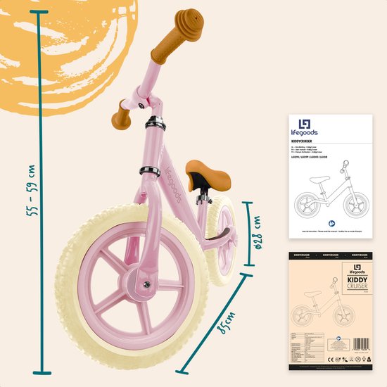 LifeGoods Loopfiets - 2-5 jaar - Jongens en Meisjes - Balance Bike - Roze