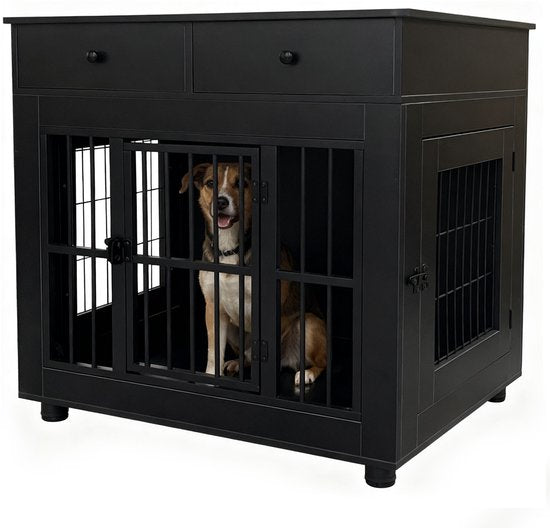 Hondenhok meubel voor woonkamer - hondenbench - bench voor kleine en middelgrote honden - 80 cm x 60 cm x 84 cm