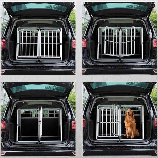 Cadoca Honden Transportbox XXL – Aluminium – 97x90x70cm - Afsluitbaar - Zwart