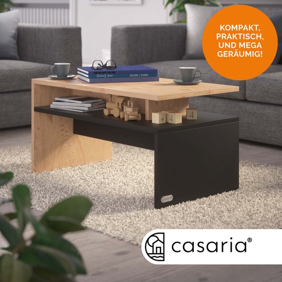 Casaria Salontafel – Opbergruimte 92x51x48cm Krasbestendig – Hout Antraciet
