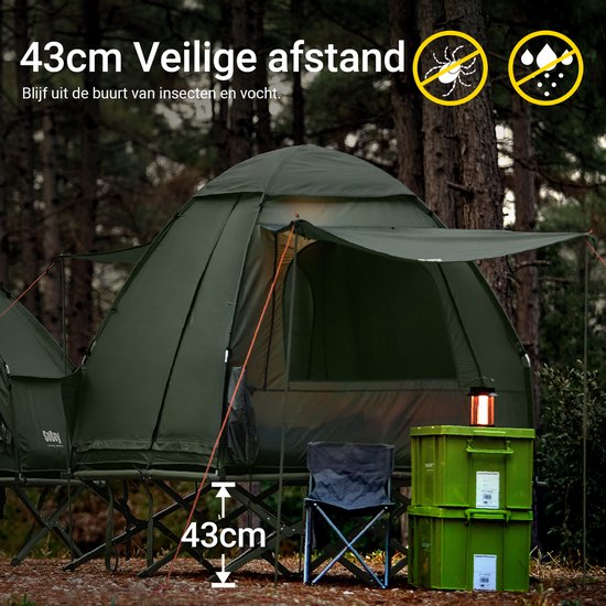 SoBuy OGS32-II-L-GR Camping Tent voor 2 personen - Donkergroen 193 x 145 x 185 cm