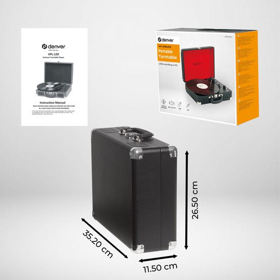 Denver Platenspeler - Ingebouwde Speakers - Incl. PC Software - Auto-stop - Retro - VPL120 - Zwart