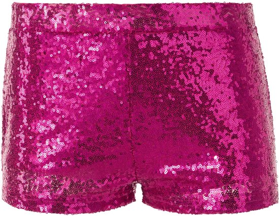 Dressforfun Pailletten-short pink M - verkleedkleding kostuum halloween verkleden feestkleding carnavalskleding carnaval feestkledij partykleding - 303917