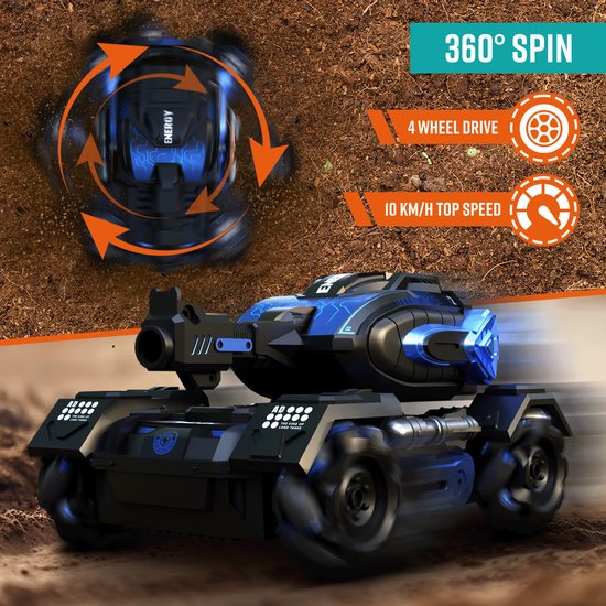 NAPI Bestuurbare Auto - RC Tank met Kogels, 2 Accu’s en Rookgenerator - RC Car voor Jongens - Buitenspeelgoed - Race Autos - Speelgoedauto Buiten - Radiografisch - Tankslider
