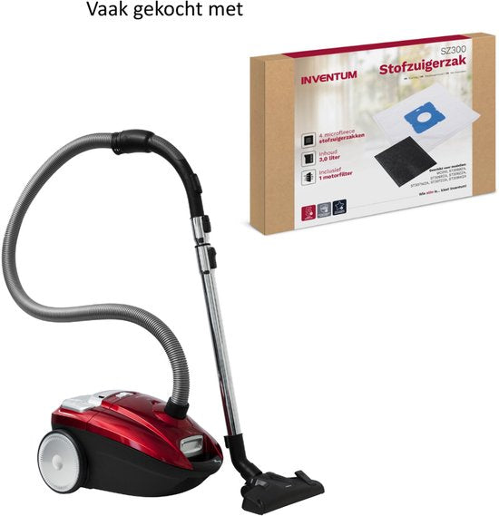 Inventum ST306RZA - Stofzuiger met zak - 3 liter - HEPA 13 - Snoerlengte 7 meter - Rood