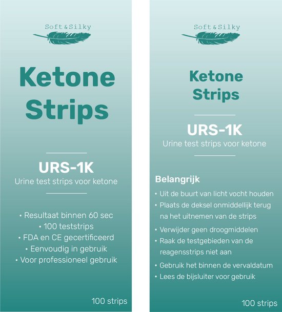 Ketonentest - 100 strips - Keto - Dieet - URS-1K - FDA Keurmerk - Ketose - Urine - Test - Strips - Meter - Ketonen
