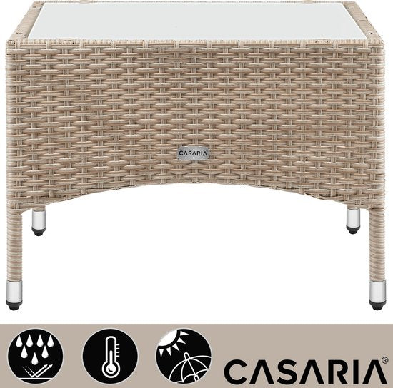 CASARIA Polyrattan Bijzettafel - Buiten 58x58x42cm - Crème