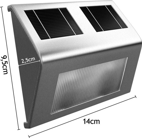 Monzana Wandlamp - LED Waterdicht Zonne energie Edelstaal - 140x95x25mm