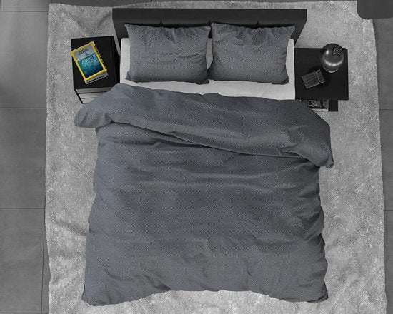 Sleeptime Flanel Jason - Dekbedovertrek - Eenpersoons - 140x200/220 + 1 kussensloop 60x70 - Antraciet