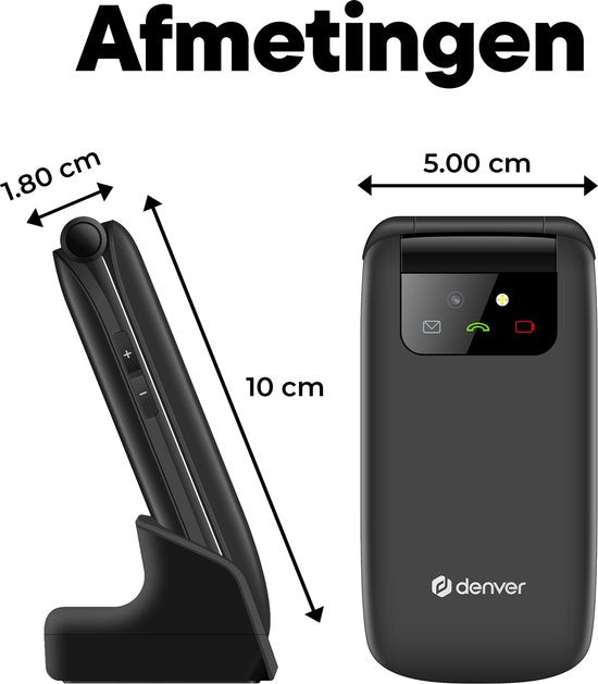 Denver Senioren Mobiele Telefoon 4G - Grote Toetsen - SOS knop - Oplaadstation - GSM - Simlockvrij - Bluetooth - BAS24600L