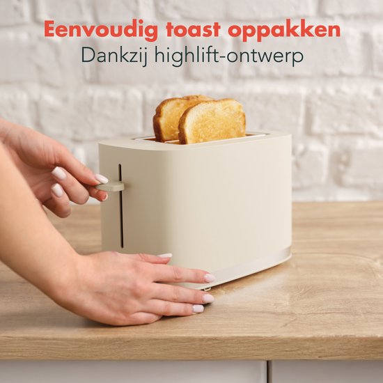 KitchenBrothers Broodrooster – 6 Warmtestanden – 870 W – 14 x 3,6 cm – Beige
