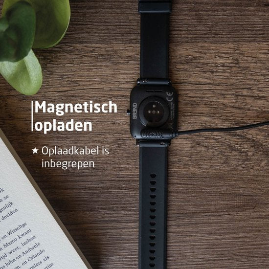 BREND BR-2223 Smartwatch Dames en Heren - Sporthorloge - Stappenteller, Hartslagmeter, Bloeddrukmeter, Stress- en Slaapmonitor - Spatwaterdicht IPX4 - Volledige Belfunctie - Muziekbediening - Android & iOS - Zwart
