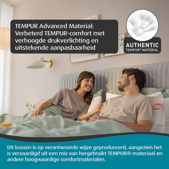 TEMPUR - Set Van 2 - Prima SmartCool Hoofdkussens Medium - 60 x 50 cm - Wit Textiel - SmartCool Technology - Slaapkamer & Rust - Dubbel Voordeel Drukverlagend