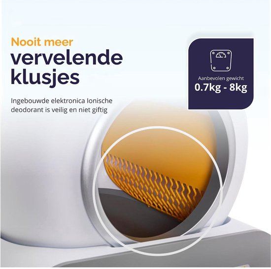 Viervoeter Automatische Kattenbak Fresh 2 – Lichte Gebruikssporen – Voorzien Van Slim Zelfreinigend Systeem En Ingebouwde Deodorizer En Infraroodsensoren – Voor Grote Katten En Kittens – Wit En Zilver Abs Plastic – 65 Liter